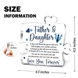 Dad Gifts from Daughter,Gifts for Dads Fathers Day Birthday Christmas,Unique Father Gift Ideas,Father & Daughter Acrylic Puzzle Piece Plaque thank you for being Decor