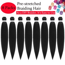 Pre-stretched Professional Braiding Perm Yaki Hair 20"-8packs/lot Hot Water Setting Synthetic Fiber Crochet Braids Crochet Hair Braiding Hair Extension Twist Braid (#1)