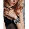 Tosmifairy 3 Pieces Punk Rock Leather Bracelets for Women Pop