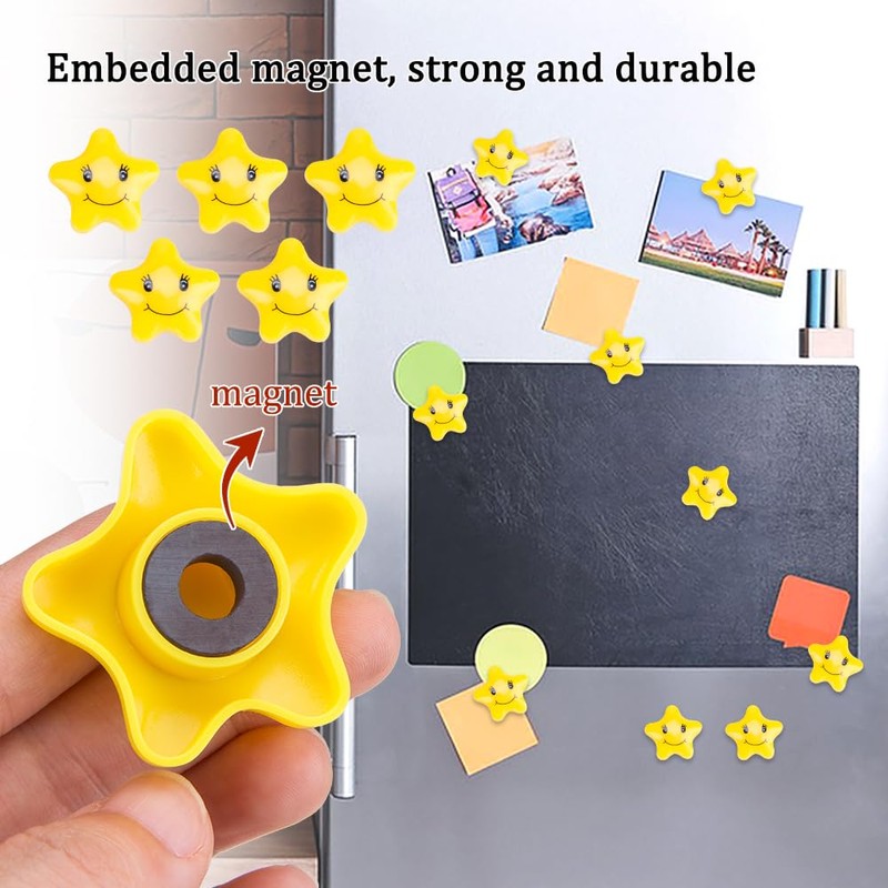 Vanki Refrigerator Magnet Presentation Whiteboard Magnetic Button Star Shape Smile