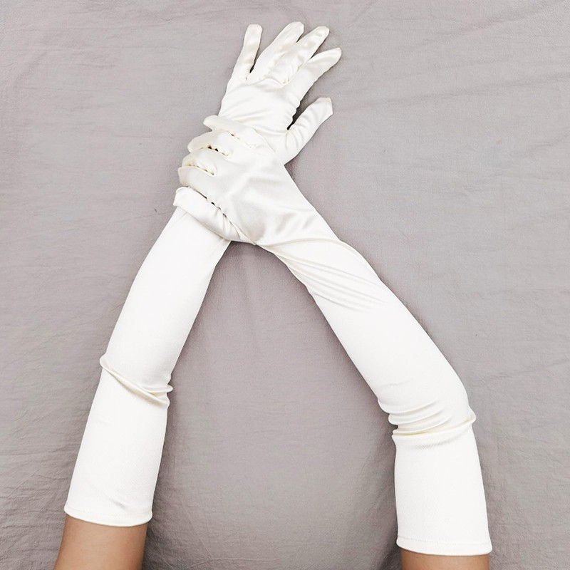 Long Black Gloves,Long White Gloves,1920s Style Dance Gloves,Elbow Satin Gloves