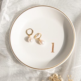 COLLECTIVE HOME - Wood Jewelry Tray, Decorative Monogram Trinket Dish for Rings Earrings Necklaces Bracelet Watch Keys, Birthday Mother's Day Christmas Gift for Women, 4.75" (l)