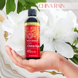 8oz and 2oz China Rain Fragrance Oil Set by Mystic Romance (Two Bottles, one with Dropper) for Ultrasonic Diffuser, Oil Burners, and Potpourri (Pack of 2, China Rain)
