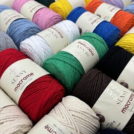 Sensy Premium - Cordón de macramé de algodón 100% reciclado de 2 mm - 160 yardas, cuerda de macramé, hilo de ganchillo (blanco óptico)