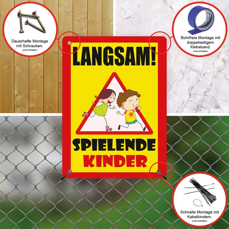 3 Stück Langsam ! spielende KINDER Schild 20 x 30