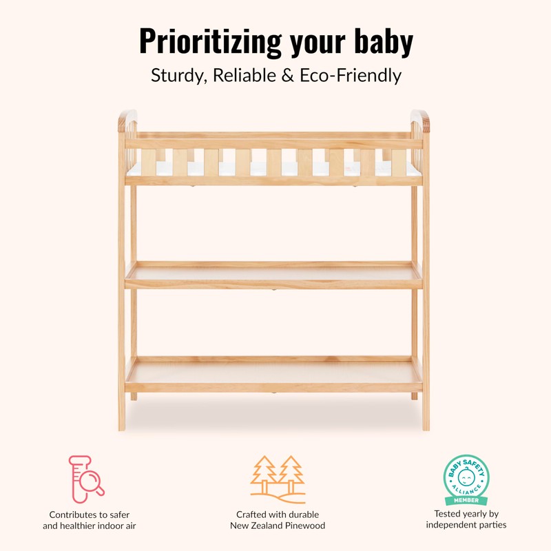 Dream On Me Emily Changing Table, Compact and Portable, Solid