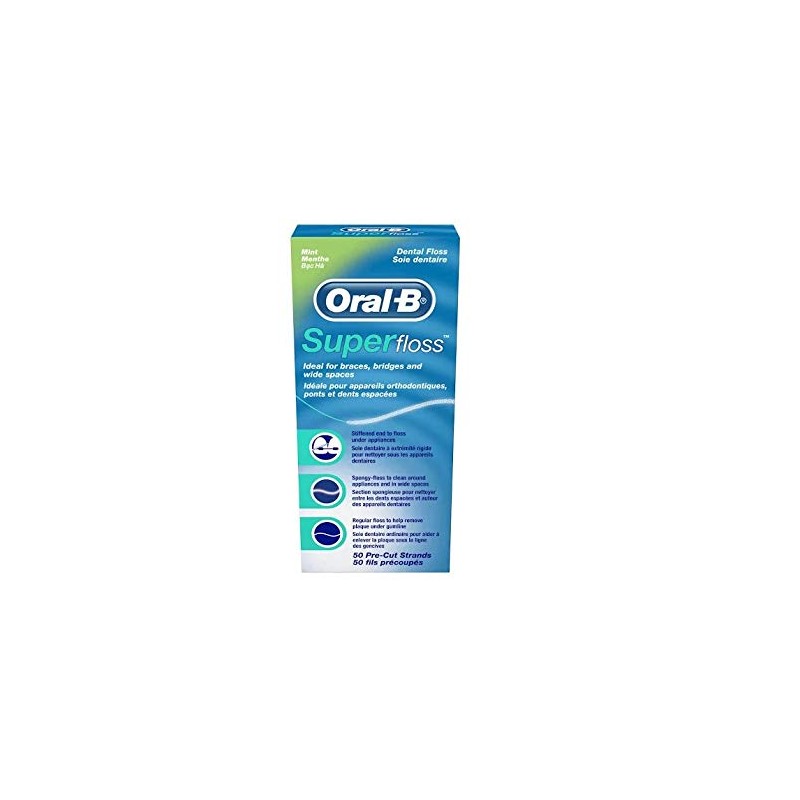 Oral-B Super Floss Mint Dental Floss for Braces Bridges -