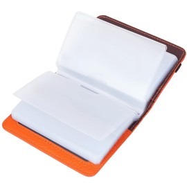 GADIEMKENSD Large Card Holder Wallet 26 Slots for Women Men Huge Capacity Business Oyster Credit Cards Wallet RFID Blocking Top Grain Leather Card Case Organizer with Elastic Band Card Sleeves Orange