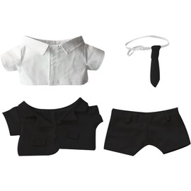 YUYAKESHI Cotton Doll Clothes, 7.9 inches (20 cm), Doll Clothes, White Shirt, Tie, Suit, Doll Clothes Set, Uniform, Plush Toy, Pants (Black, 4 Piece Set)