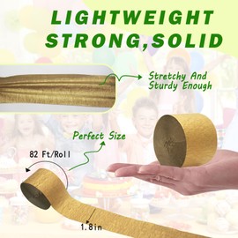 Gold Crepe Paper Streamers 6 Rolls for Party Streamers Decorations Birthday Wedding Baby Bridal Shower Backdrop Craft Supplies (1.8 Inch x 82 Ft/Roll，492ft)