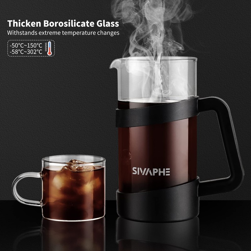 Sivaphe Small French Press 12oz Light-weight Durable High Borosilicate Carafe/Tea