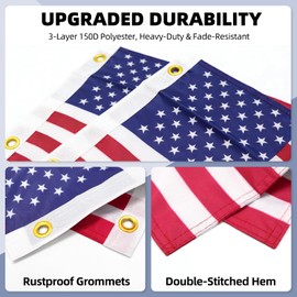 2 Pack 12"x18" Double Sided USA Dune Whip Flags for UTV ATV | double sided, fit whip lights & flag poles, universal for Jeep RZR Polaris Truck Boat Can-Am 4X4 off-road vehicles
