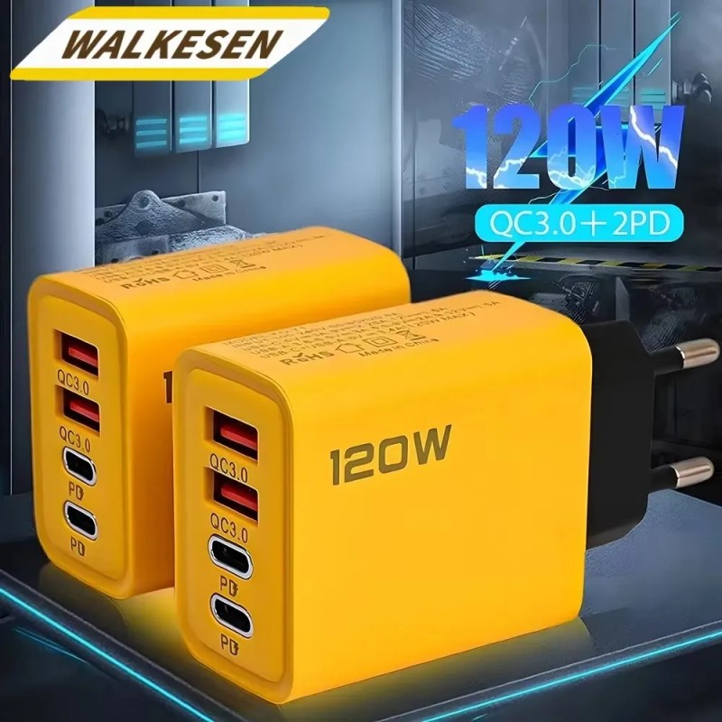 Cargador Rápido 120w Usb-c Pd, Cargador De Pared Dorado
