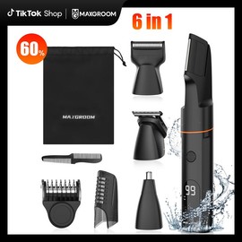 Shaver for Men,6-in-1 Body Hair Trimmer with Ceramic Blades NO Nick & Irritation,LED Display & Battery,Waterproof Wet/Dry Groin Grooming Kit, Travel Lock, Perfect Gift! Waterproof LED Body Hair Trimmer maquinas  de  afeitar type-c usb rechargeable