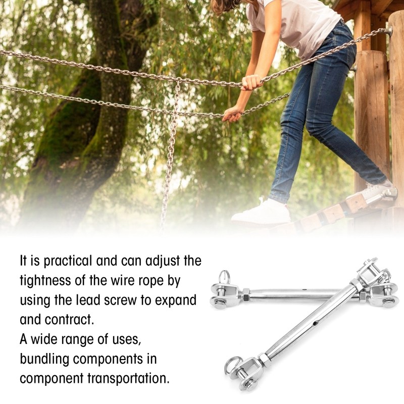 2pcs Jaw and Jaw Turnbuckle Stainless Steel Turnbuckle Rigging Screw