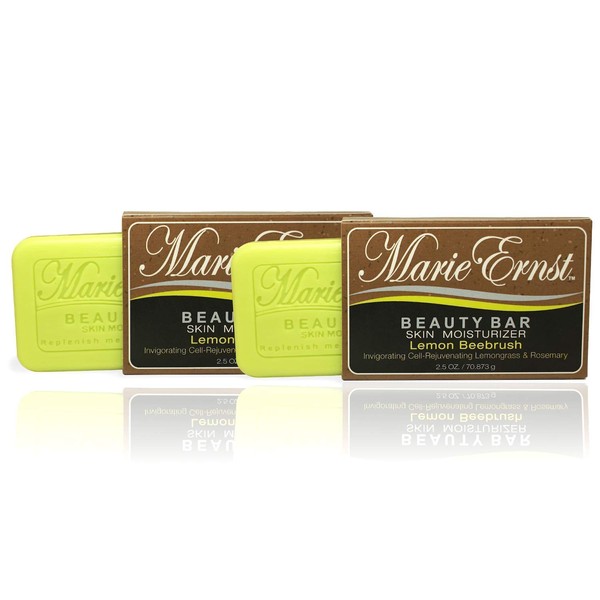 Marie Ernst Bar Soap with Shea Butter, Olive Oil, Aromatic Lemon Verbena, Vegan Bath Soap for Men and Women, 2 Lemongrass Scented Bars of Soap that Combine into 1, 4-Pack