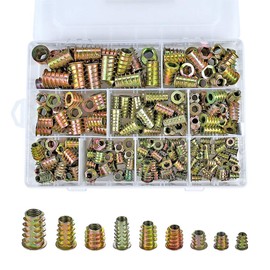 PGMJ 200 Pcs 9 Size M4/M5/M6/M8/M10 Zinc Alloy Screw Nut Inserts Assortment for Wood Furniture, Hex Socket Drive Metric Bolt Fastener Connector for Wood Furniture Screw-in Nut