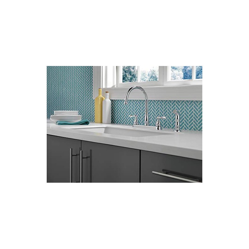 Delta Windemere Chrome Kitchen Faucet with Side Sprayer, Traditional 4