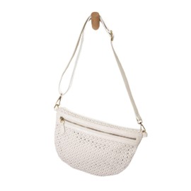 Joy Susan Women's Fashion Purse Nova Faux Cane Sling Belt Bag - White