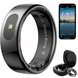 Weyrinice Smart Ring for Women & Men - Touch Control Health Tracker with Skin Temperature Monitoring, Sleep, Step & Exercise Tracking, Music & Video Control (Black, 8)