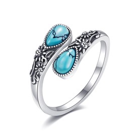 Turquoise Spoon Ring 925 Sterling Silver Sunflower Thumb Rings for Women Vintage Spoon Rings Gift For Mom Wife Sister Her