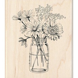 Inkadinkado Floral Mason Jar Mounted Rubber Stamp for Card Making and Scrapbooking, 3.5'' x 4''