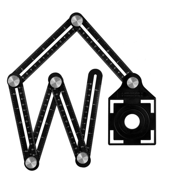 Angleizer Template Tool, Aluminium Alloy Angle Template, Multi-Angle Ruler, black