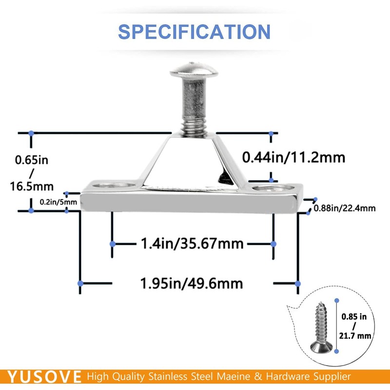 Boat Deck Hinge Bimini Top Side Mount,316 Stainless Steel Deck