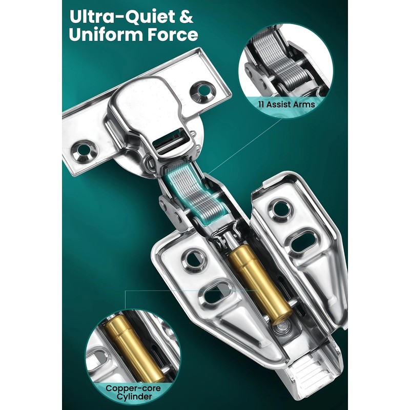 Full Overlay Soft Close Cabinet Hinges(4 Packs)–FOGZUVR 105°Cabinet Door Hinges