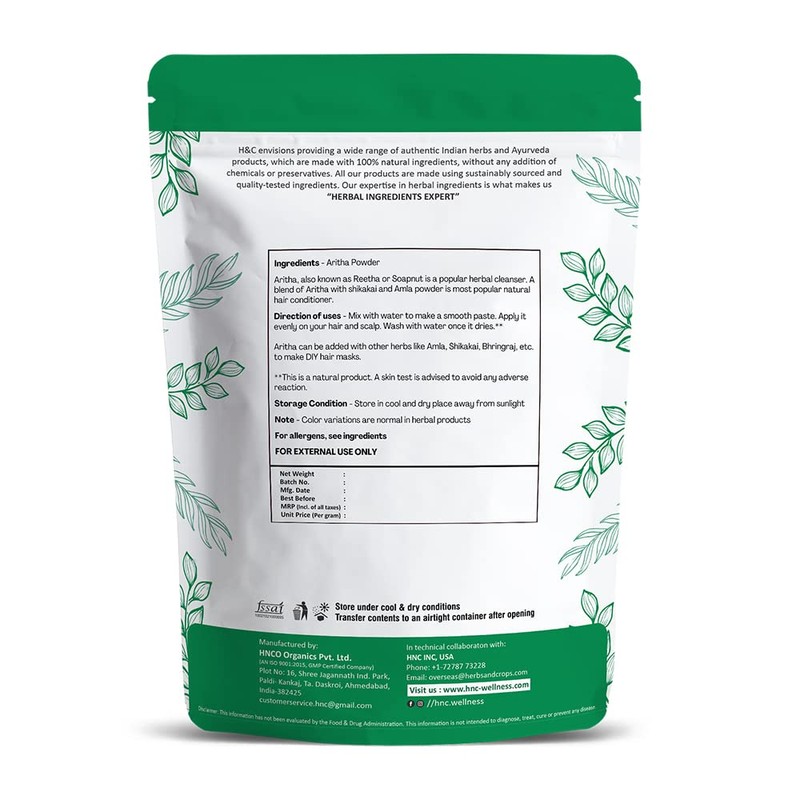 H&C Herbal Ingredients Expert 100% Natural Aritha/Reetha/Ritha/Soapnuts (Sapindus Mukorossi) Powder
