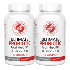 Silver Fern Ultimate Probiotic 2-Pack – Probiotics for Women & Men – 8 Billion CFU Spore-Forming Gut Health Supplement – DNA Verified, Vegan Probiotic, Shelf-Stable, High Survivability – 120 Capsules