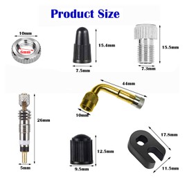 Universal Presta Valve Core Replacement Set, CTRICALVER French Valve Core, Locking Brass Valve Adapter and Plastic Cap Set for Road and MTB Bikes (16 Pieces)
