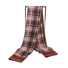 Leisofter Men's Scarves Luxury Silk Scarf for Men, Men's Wrap Scarf for Business Wear Gift, Long Scarf for Winter, Spring, Autumn, Lattice-brown