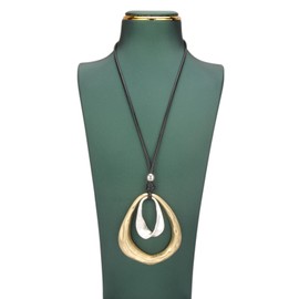 Bjesinmo Large Pendant Necklace Layered Boho Circle Leather Choker Necklace Chunky Boho Necklace for Women Long Sweater Necklace Boho Jewelry, Faux Leather, No Gemstone