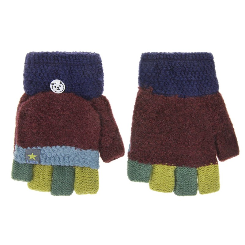 AfinderDE Children’s Mittens, Girls and Boys Removable Flap Knitted Gloves,