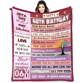 Manta de 60 cumpleaños, regalos de 60 años para mujeres, ideas de regalo de feliz cumpleaños 60, manta suave única para mujer, decoración de cumpleaños, día de la madre, aniversario, mantas de franela