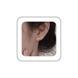 Yheakne Vintage Crystal Bow Pearl Earrings Gold Bow Pearl Stud Earrings Rhinestone Bow Knot Earrings Paved Cz Bowtie Earrings Jewellery for Women and Girls