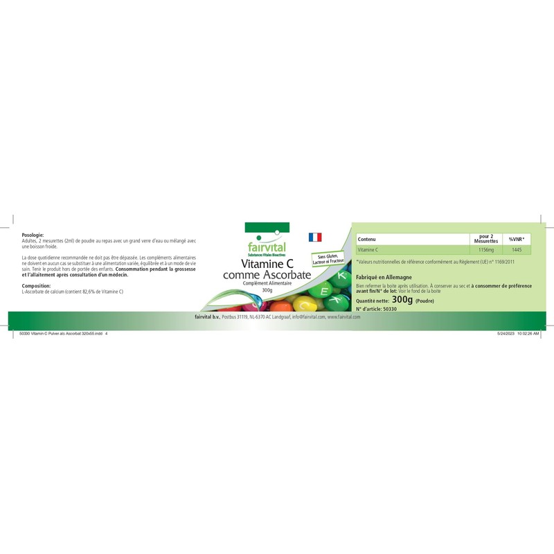 Fairvital Vitamin C Powder - with 1156 mg Vitamin C
