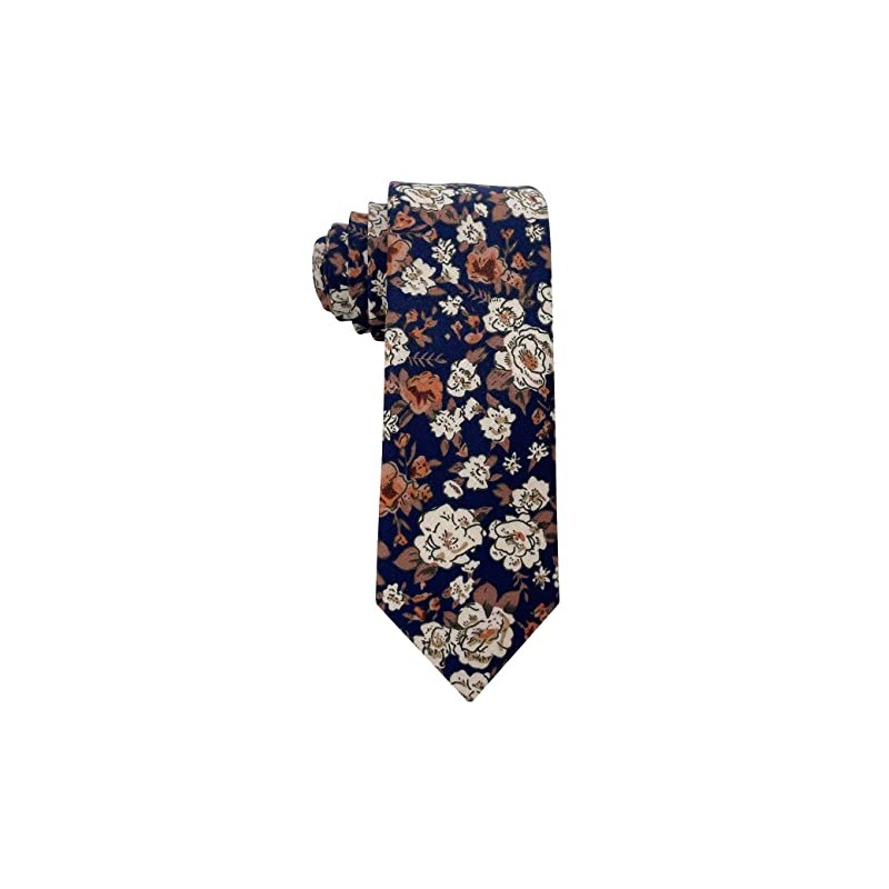 Kebocis Corbata de algodón para niños, Floral Azul Marino #4,