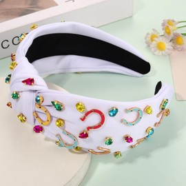 YAHPERN Derby Headbands for Women Silks Riding Suit Hair Accessories, Enamel Horseshoe Hairband