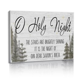 LITIVY Christmas Wall Art, O Holy Night Christmas Wall Decor, Wooden Black & White Pine Tree Wall Sign, Winter Wall Decorations, 12"x16.5"