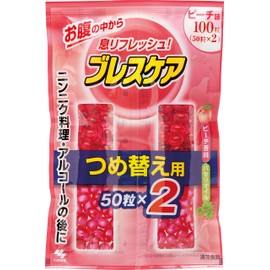 Breath Care Peach Refill, 100 Capsules [After Cooking Garlic and Alcohol] Cool Breath Capsules with Water
