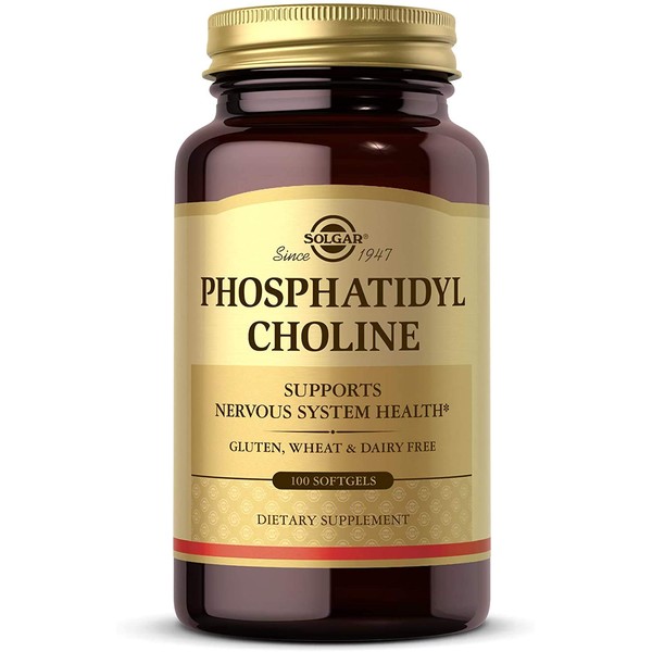 Solgar Phosphatidylcholine, 100 Softgels - Promote Healthy Cognitive Function - Derived From Lecithin - Contains Choline for Neurotransmitter Acetylcholine - Gluten Free, Dairy Free - 50 Servings