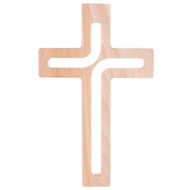 Drewniane Krzyże Hanging Cross Made of Beech Wood, Modern Wall Cross, Crucifix, Smooth Surface, Hanging Wooden Cross (Natural Wood, 30 x 18 x 1.8 cm)