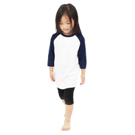 Hat and Beyond Kids Raglan 3/4 Sleeves Baseball T Shirts Baby (XXS (2-3 Yrs 3T), 5ks01_White/Navy)
