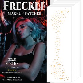Gold Glitter Freckles Face Tattoo, 10 Sheets Face Glitter Speckles Patches, Gold Sparkle Freckles, Face Glitter Makeup Patches - (Gold Style 4)