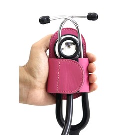 Pure Leather Hip Clip Stethoscope Holder: Light, Universal Fit, Durable, Steth Holster for Cardiology Doctor, Nurse, Paramedics. Easy to Slip in and Out from Belt, Uniform Pocket, and Scrubs (Pink)