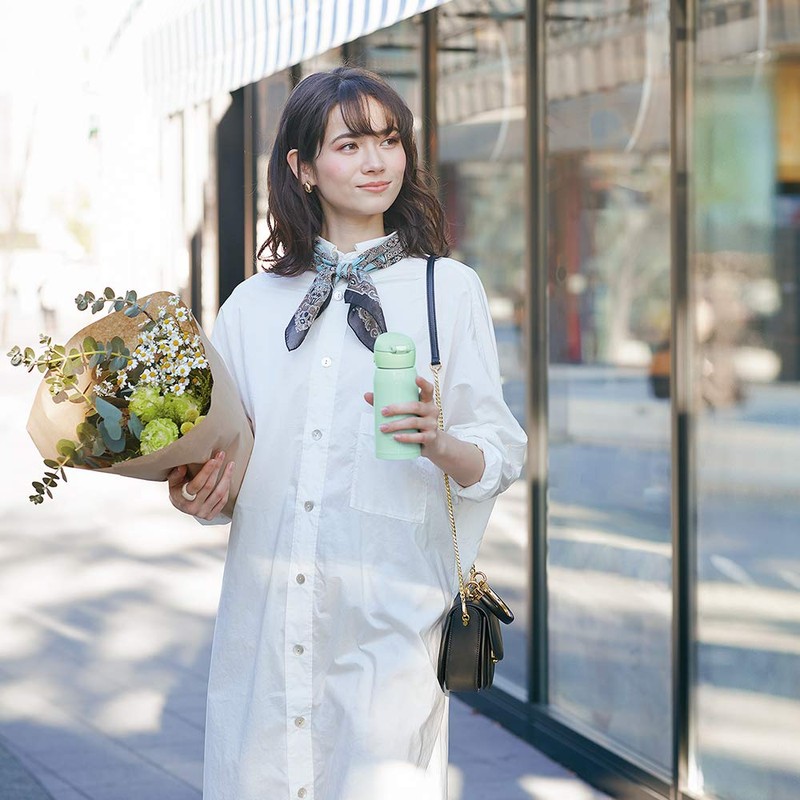 Zojirushi SM-WA36-GL Water Bottle, One-Touch Stainless Steel Mug, Seamless, 12.2