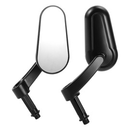 REPAIROCK 1 Set Motorcycle Rear View Mirrors Bar End Side Mirrors Mount Universal Adjustable Aluminum Black M8 Oval Shape