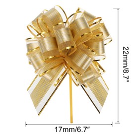 TOP-VIGOR 10pcs 7 Inch Large Pull Bow, Gift Wrapping Bows Ribbon Organza Bows for Wedding Baskets Presents Christmas Valentine's Day Birthday Gift Decorations, Champagne Gold